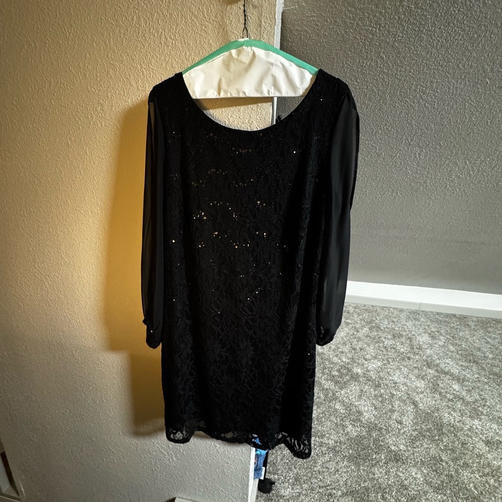 Dressbarn Black Sheath Dress with Bishop Sleeves